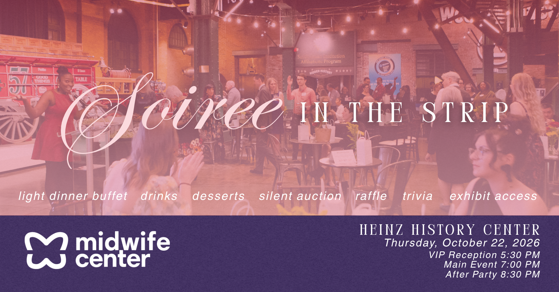 Photo advertising the 2026 Soiree in the Strip