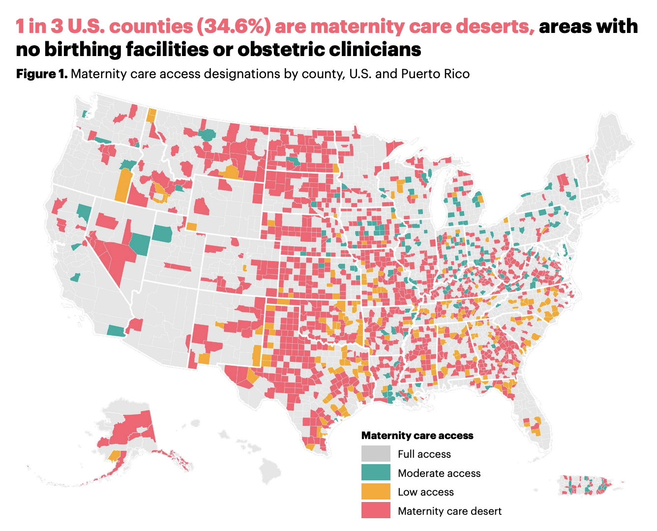 Map of maternity care deserts from March of Dimes.